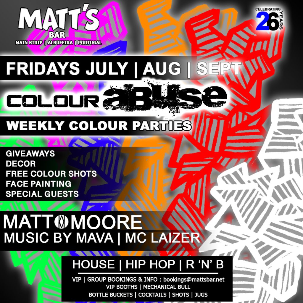 COLOUR ABUSE – WEEKLY COLOURED THEMED PARTIES